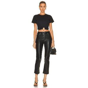 JONATHAN SIMKHAI STANDARD River Vegan Leather High Rise Pants in Black 4 New Wom